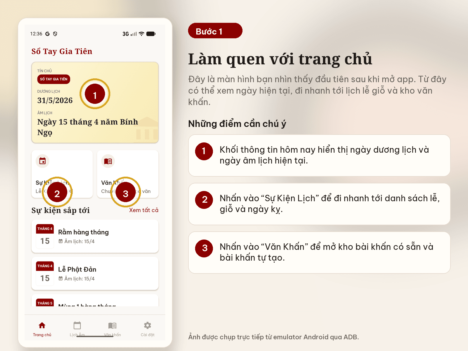 Trang chủ Sổ tay gia tiên hiển thị ngày âm và các lối vào nhanh